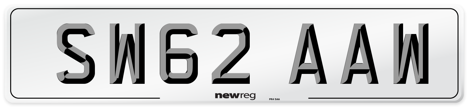 SW62 AAW Number Plate from New Reg